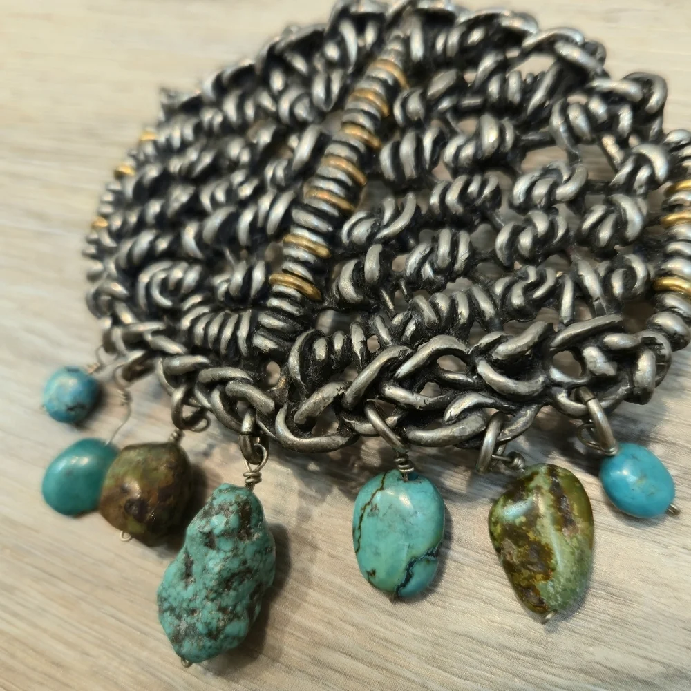 Vintage 70s Boho Turquoise Style Statement Belt Buckle